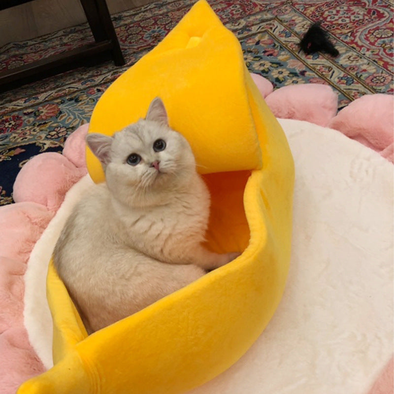 Bananenbett – Katzen- und Hundebett im Bananenstil