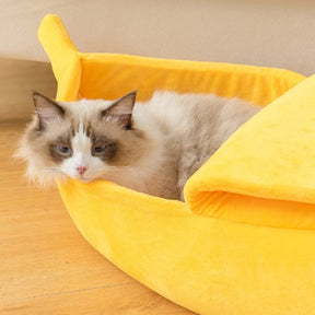Bananenbett – Katzen- und Hundebett im Bananenstil