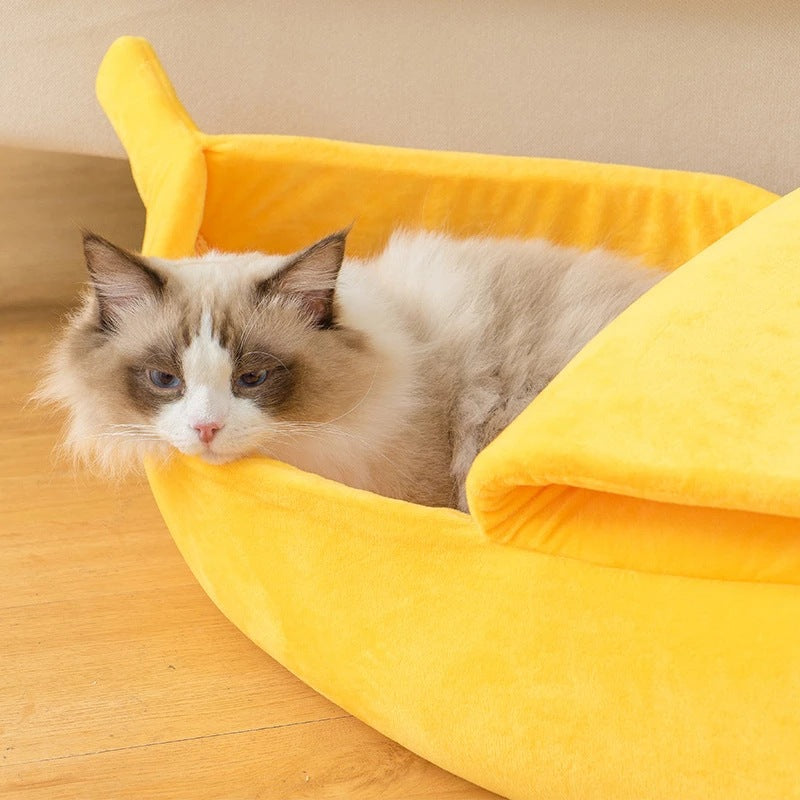 Bananenbett – Katzen- und Hundebett im Bananenstil
