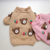 Handgestrickter Teddybär-Wollpullover 