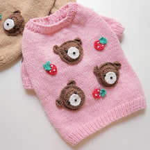 Handgestrickter Teddybär-Wollpullover 